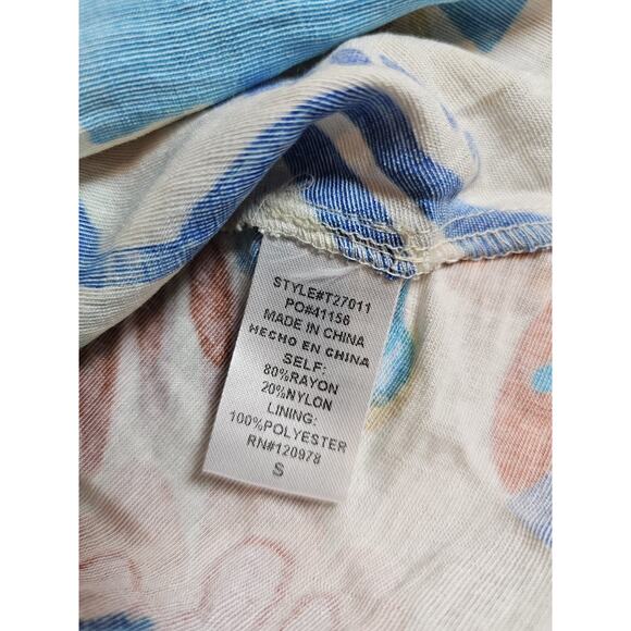 Entro Vibrant Floral Smocked Blouse Women's Size S Bohemian Colorful Party - Picture 10 of 11